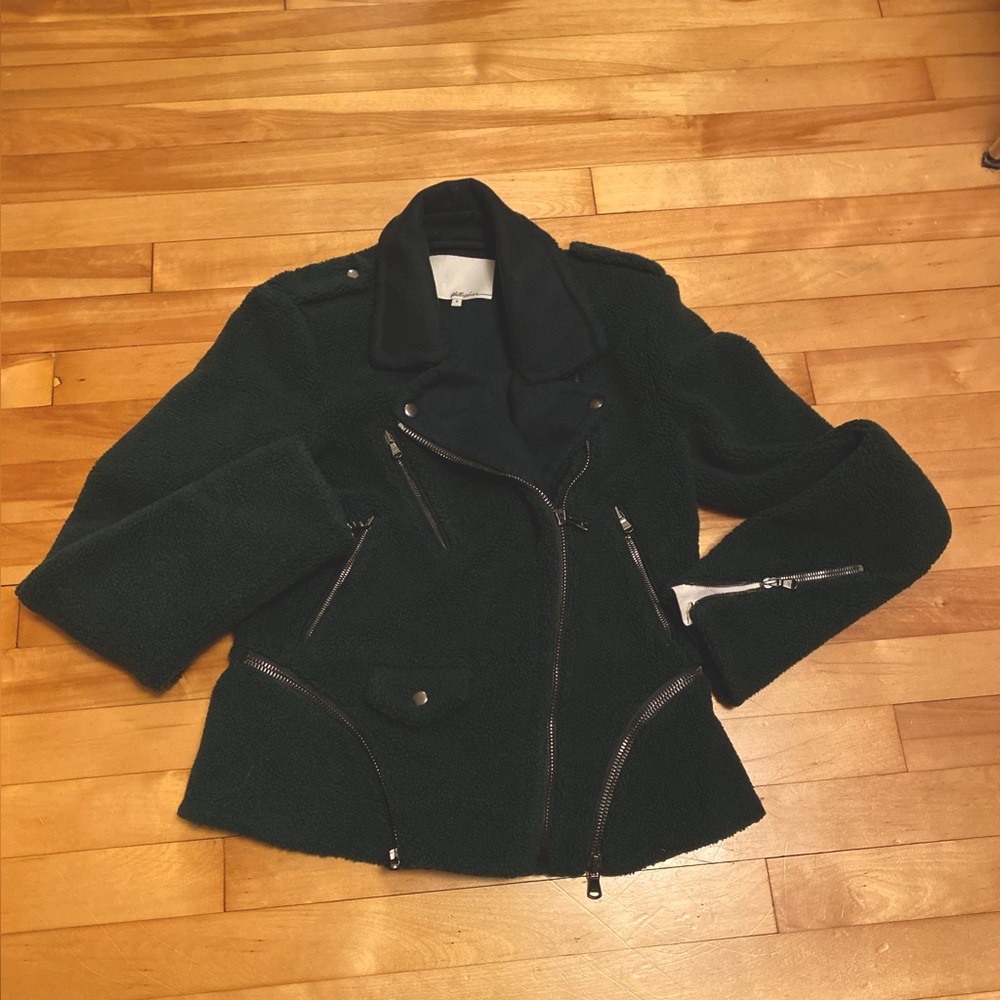 Green Phillip Lim Wool Moto Peplum Jacket Sz 6